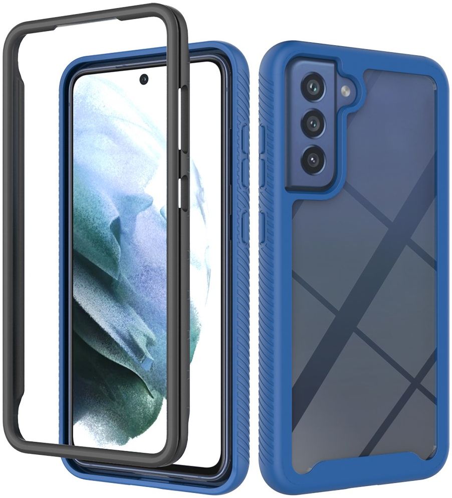 Samsung Galaxy S21 FE Hoesje Volledig Schokbestendig Cover Blauw afbeelding 1