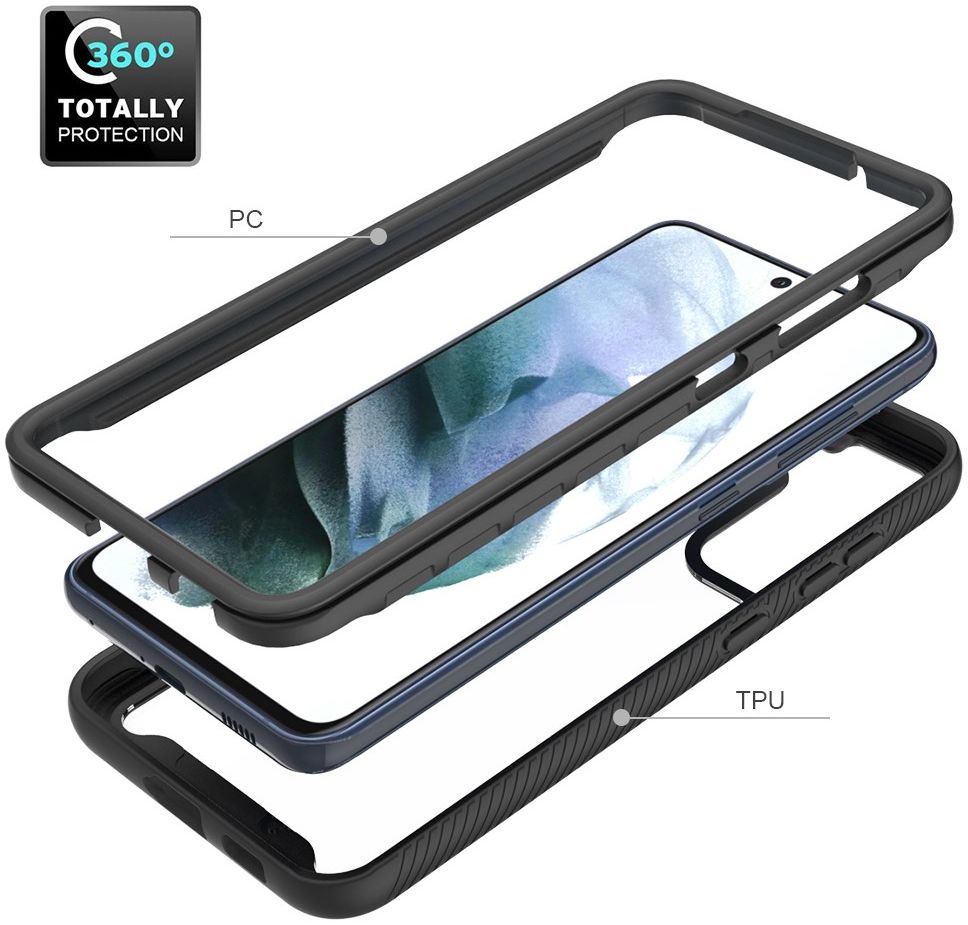 Samsung Galaxy S21 FE Hoesje Volledig Schokbestendig Cover Blauw afbeelding 2