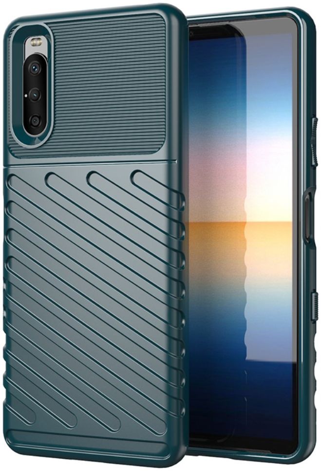 Sony Xperia 10 III Thunder Series Hoesje Back Cover TPU Groen afbeelding 1