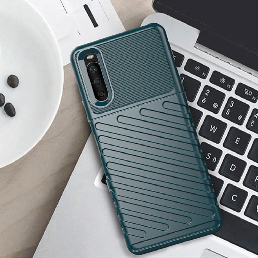 Sony Xperia 10 III Thunder Series Hoesje Back Cover TPU Groen afbeelding 2
