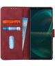 KHAZNEH Sony Xperia 5 III Hoesje Retro Book Case met Stand Rood