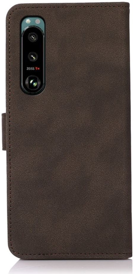 KHAZNEH Sony Xperia 5 III Hoesje Retro Book Case met Stand Bruin afbeelding 7