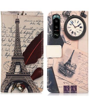 Sony Xperia 5 III Hoesje Wallet Book Case met Eiffeltoren Print Hoesjes