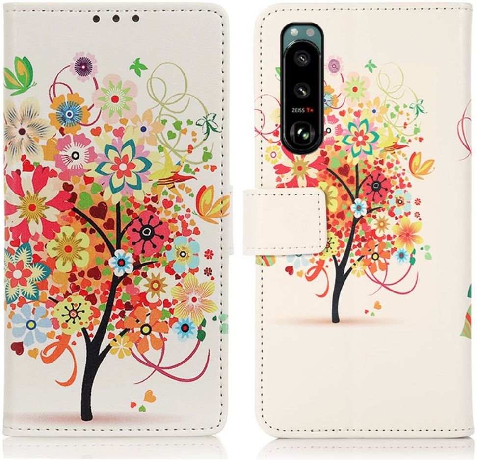 Sony Xperia 5 III Hoesje Wallet Book Case met Boom Print afbeelding 1