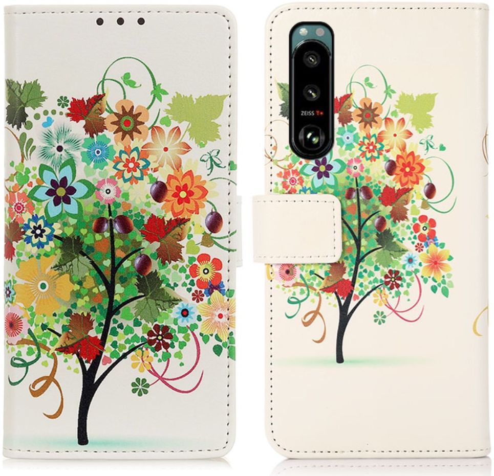Sony Xperia 5 III Hoesje Wallet Book Case met Bloemen Print afbeelding 1