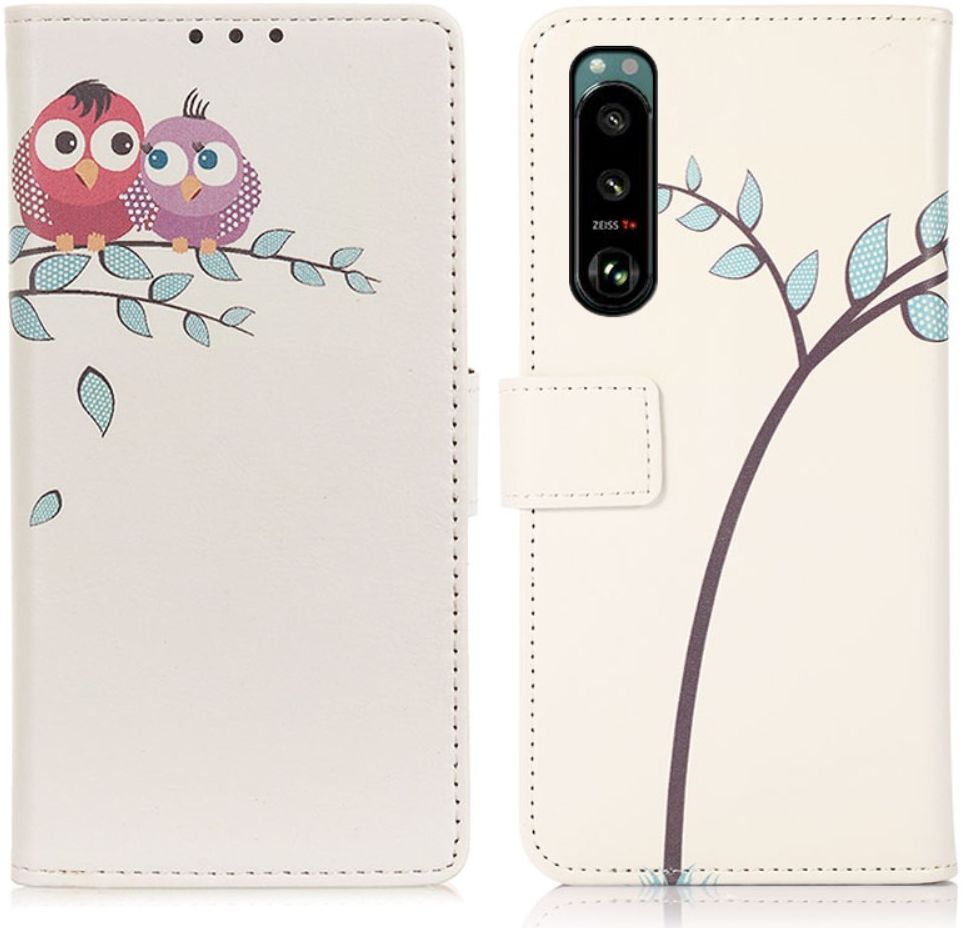 Sony Xperia 5 III Hoesje Wallet Book Case met Uilen Print afbeelding 1