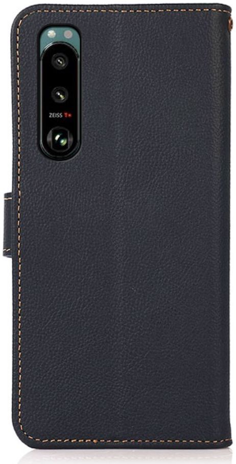 Sony Xperia 5 III Hoesje RFID Portemonnee Book Case Echt Leer Blauw afbeelding 5