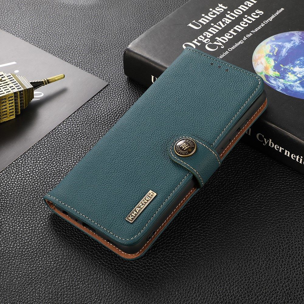 Sony Xperia 5 III Hoesje RFID Portemonnee Book Case Echt Leer Groen afbeelding 3