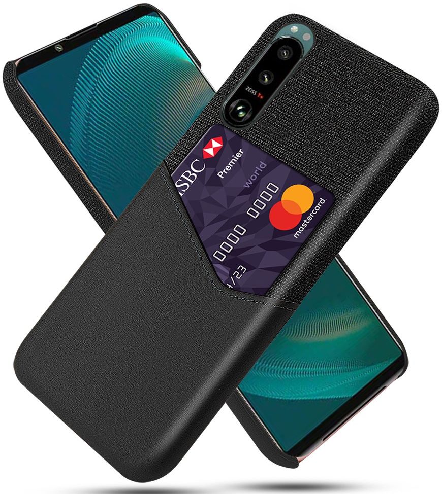 Sony Xperia 5 III Hoesje Back Cover met Kaarthouder Zwart afbeelding 1