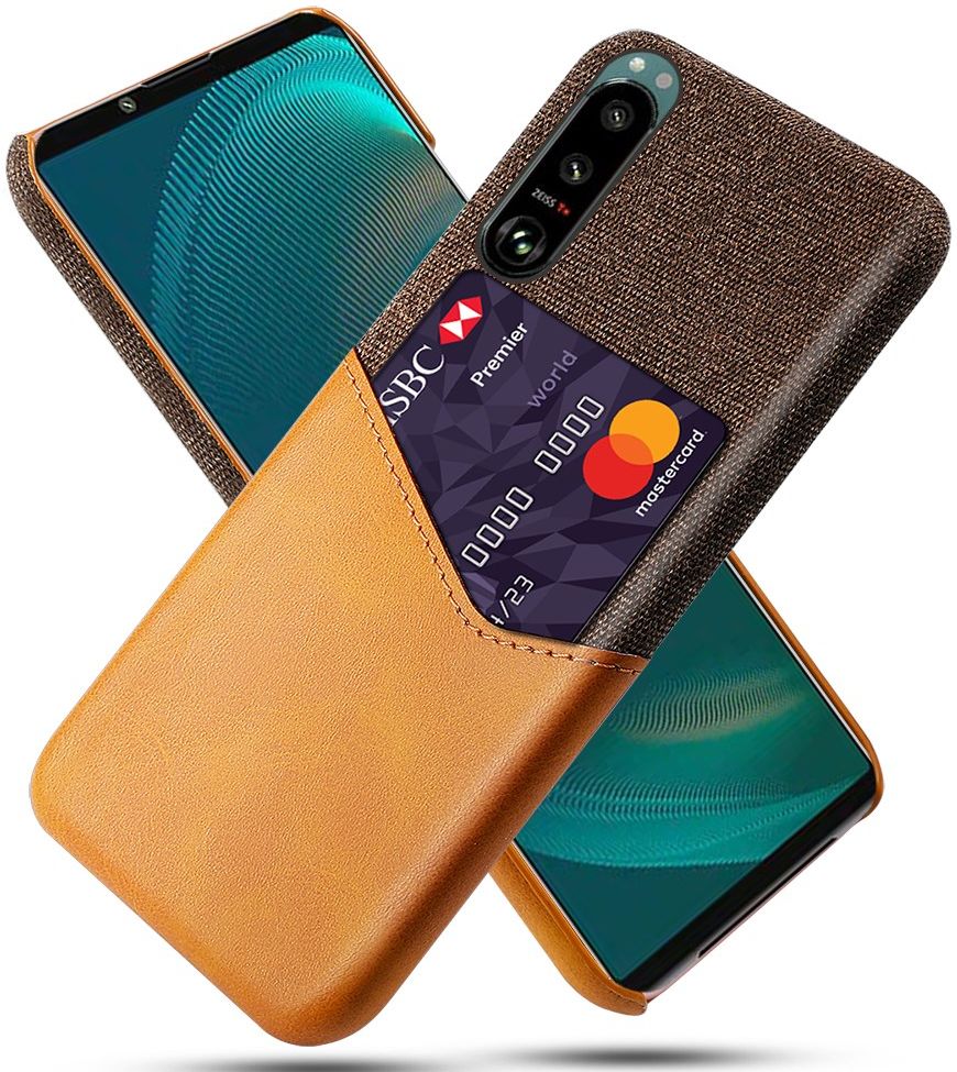 Sony Xperia 5 III Hoesje Back Cover met Kaarthouder Bruin afbeelding 1