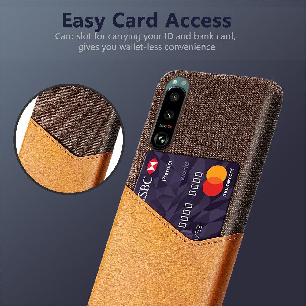 Sony Xperia 5 III Hoesje Back Cover met Kaarthouder Bruin afbeelding 2