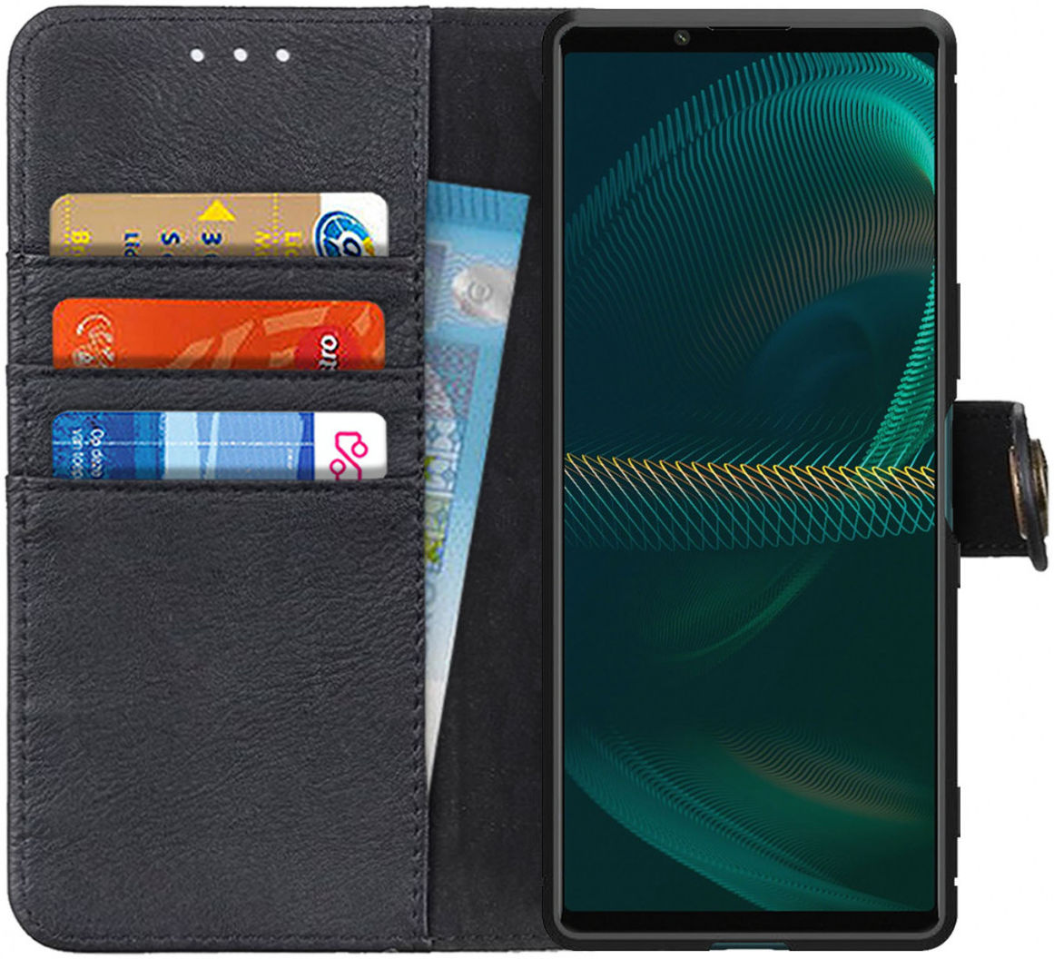 KHAZNEH Sony Xperia 5 III Hoesje Portemonnee Book Case Kunstleer Zwart afbeelding 1