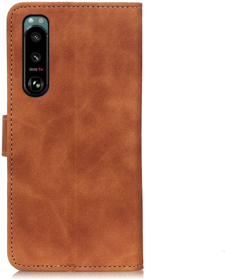 KHAZNEH Sony Xperia 5 III Hoesje Retro Wallet Book Case Bruin afbeelding 3