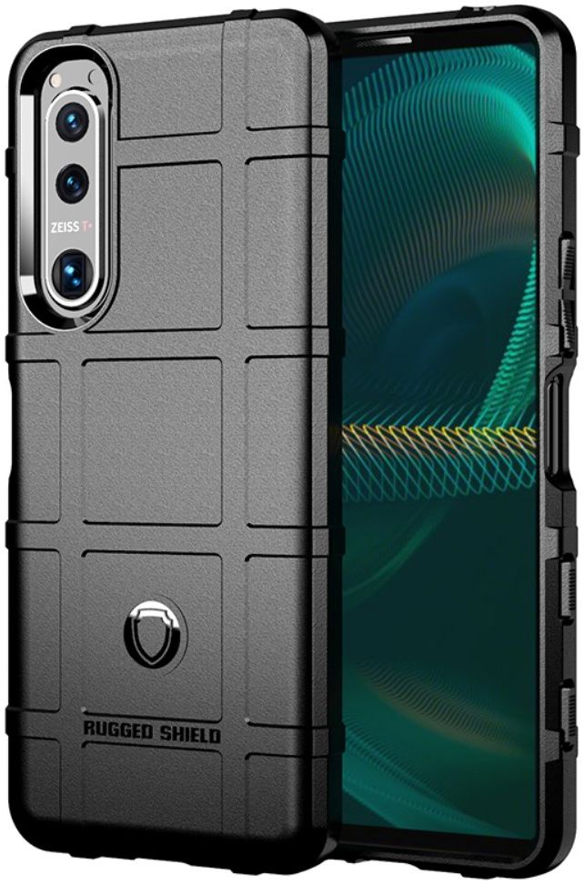 Sony Xperia 5 III Hoesje Shock Proof Rugged Shield Back Cover Zwart afbeelding 1