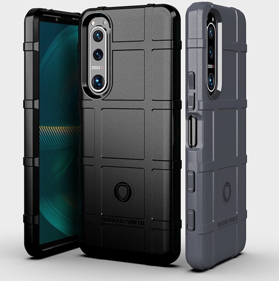 Sony Xperia 5 III Hoesje Shock Proof Rugged Shield Back Cover Zwart afbeelding 2