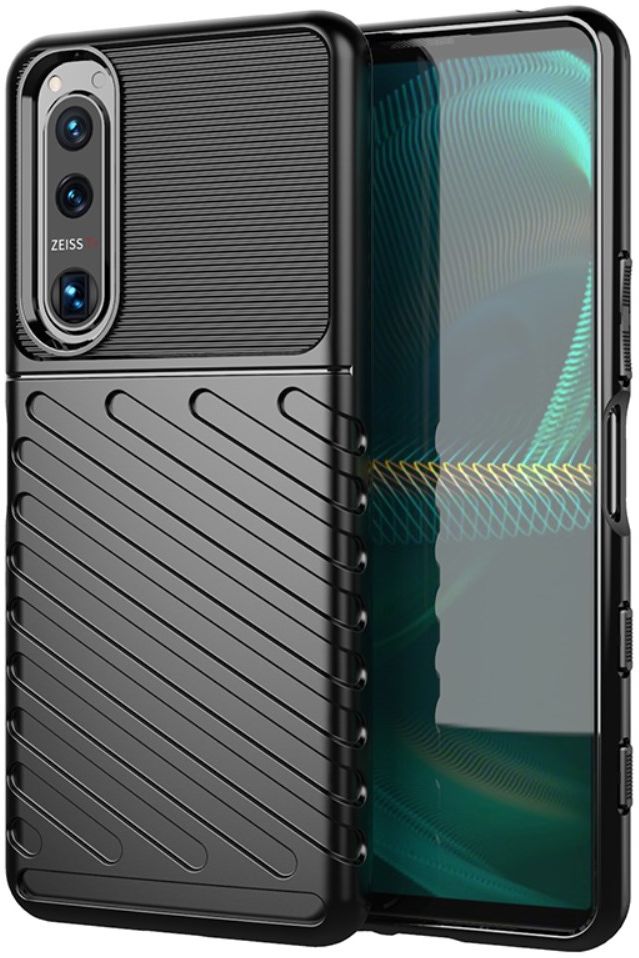 Sony Xperia 5 III Thunder Series Hoesje Back Cover TPU Zwart afbeelding 1
