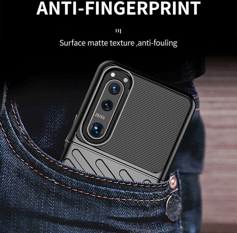 Sony Xperia 5 III Thunder Series Hoesje Back Cover TPU Zwart afbeelding 10