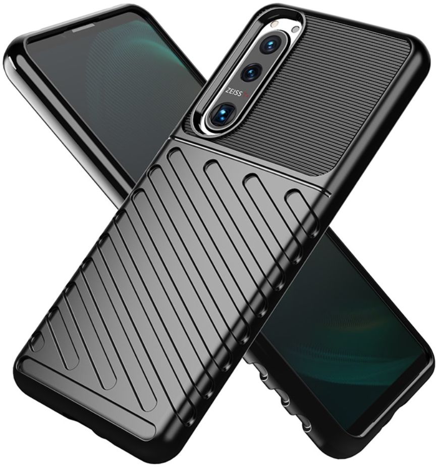 Sony Xperia 5 III Thunder Series Hoesje Back Cover TPU Zwart afbeelding 4