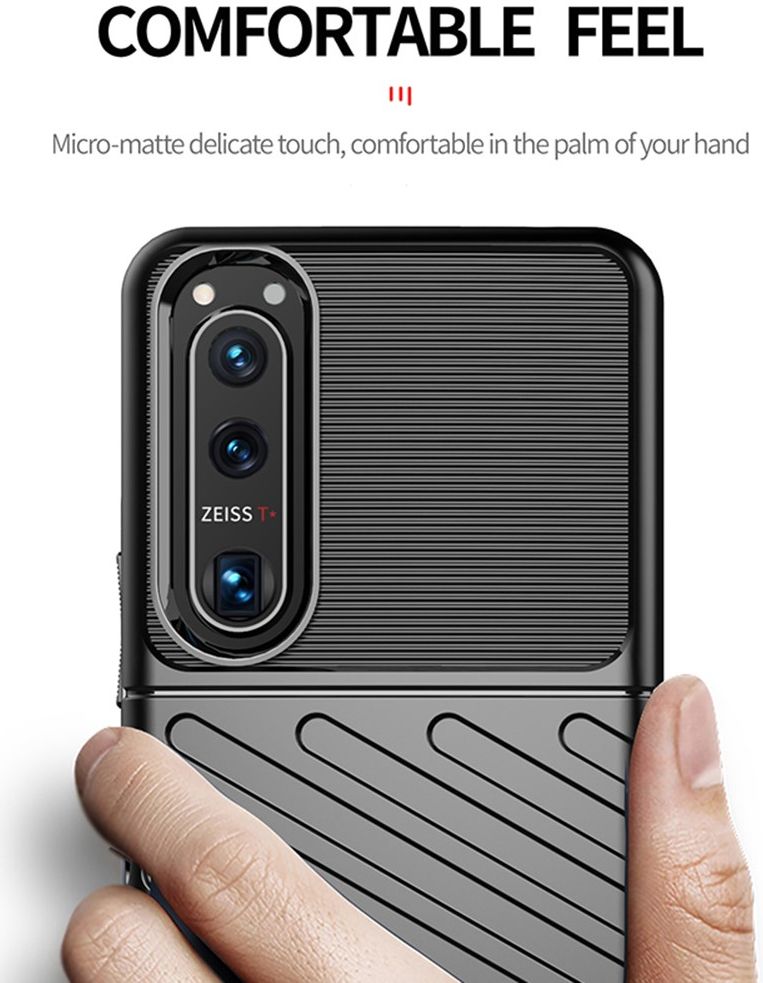 Sony Xperia 5 III Thunder Series Hoesje Back Cover TPU Zwart afbeelding 5