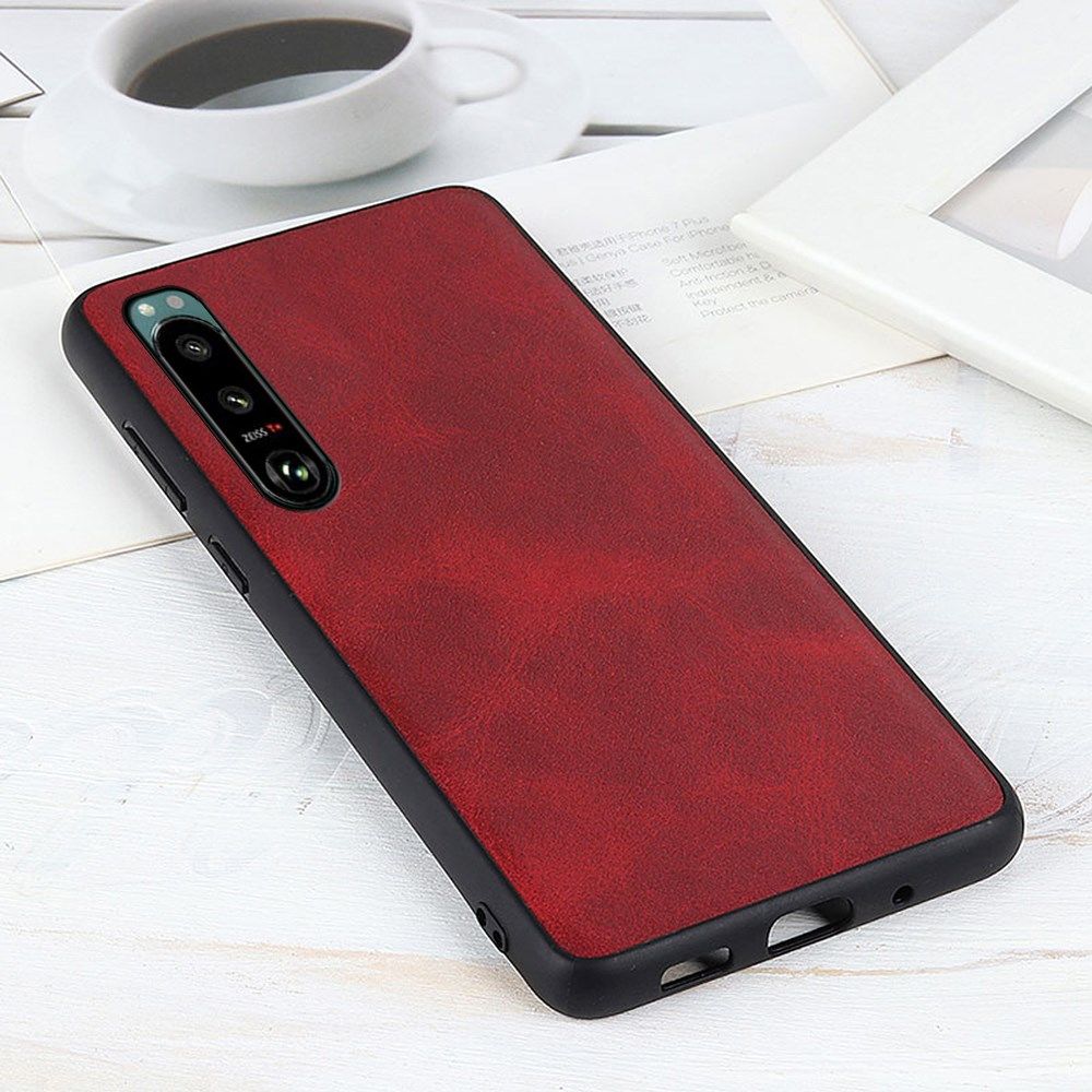 Sony Xperia 5 III Hoesje Back Cover Echt Leer Rood afbeelding 2