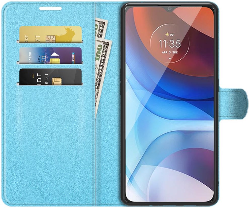 Motorola Moto E7(i) Power Hoesje Wallet Book Case Kunstleer Blauw afbeelding 3