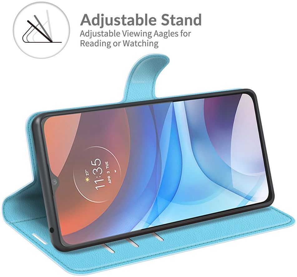 Motorola Moto E7(i) Power Hoesje Wallet Book Case Kunstleer Blauw afbeelding 4