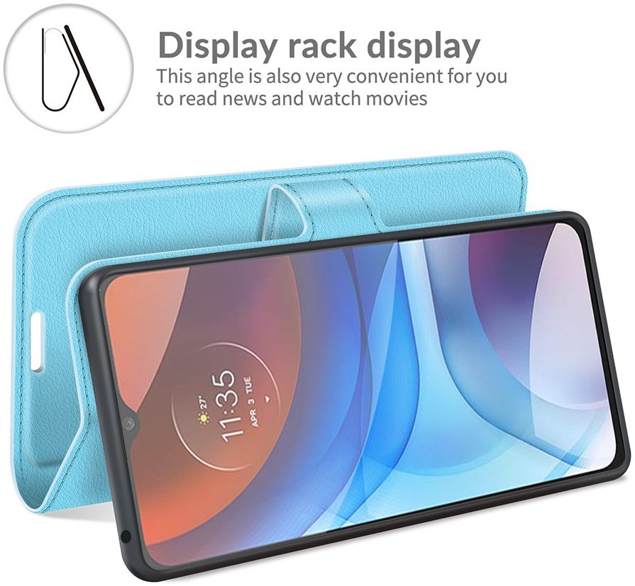 Motorola Moto E7(i) Power Hoesje Wallet Book Case Kunstleer Blauw afbeelding 5