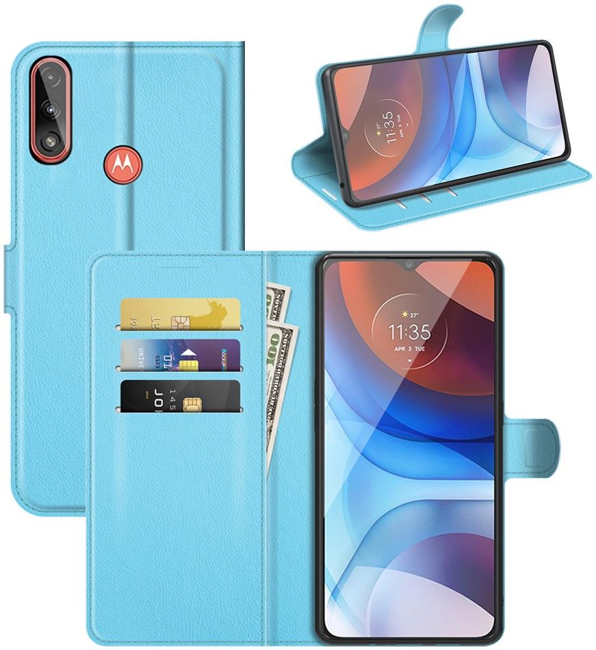 Motorola Moto E7(i) Power Hoesje Wallet Book Case Kunstleer Blauw afbeelding 7