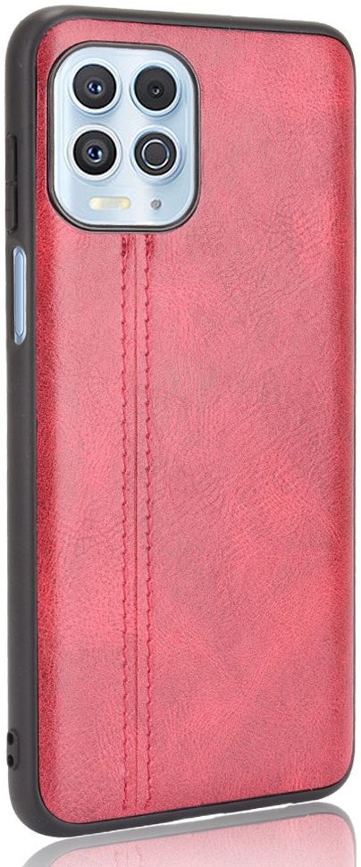 Motorola Moto G100 Hoesje TPU Leren Litichi Textuur Back Cover Rood afbeelding 3