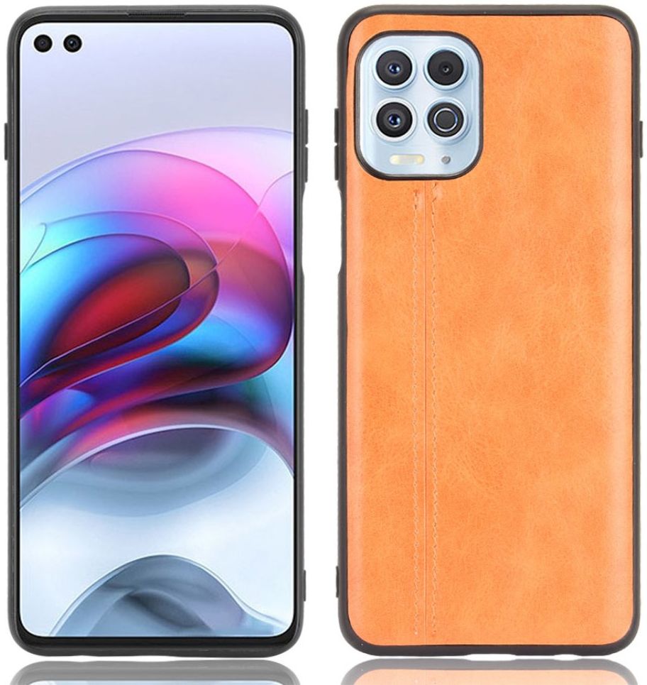 Motorola Moto G100 Hoesje TPU Leren Litichi Textuur Back Cover Geel afbeelding 1