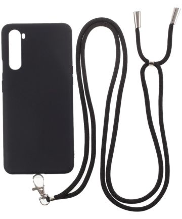OnePlus Nord Hoesje met Koord Back Cover Keycord Zwart Hoesjes
