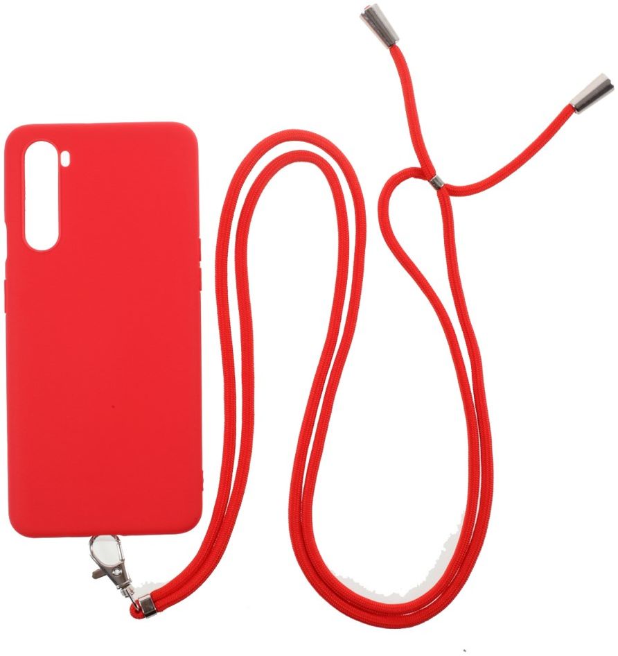 OnePlus Nord Hoesje met Koord Back Cover Keycord Rood afbeelding 1