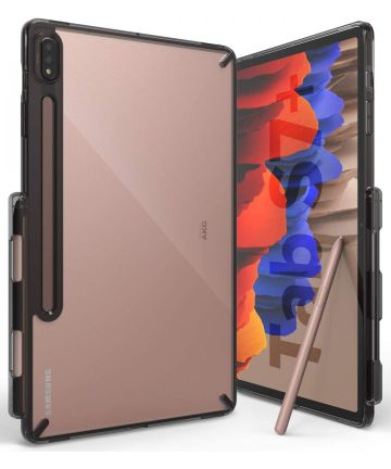 Ringke Fusion Samsung Galaxy Tab S7+ Hoes + Outstanding Smoked Black Hoesjes