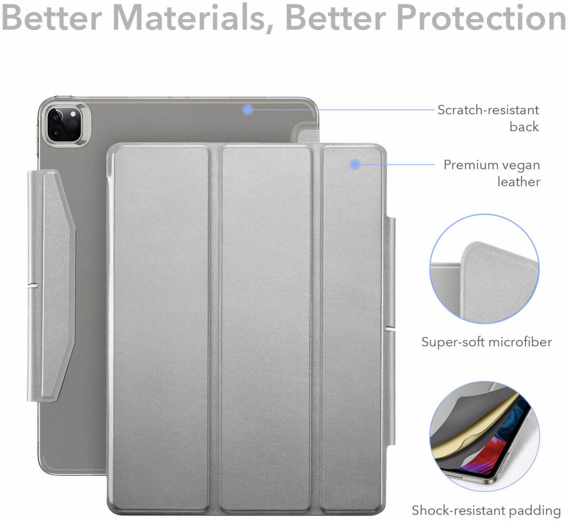 ESR Ascend Apple iPad Pro 12.9 2021 Hoes Tri-Fold Book Case Grijs afbeelding 2