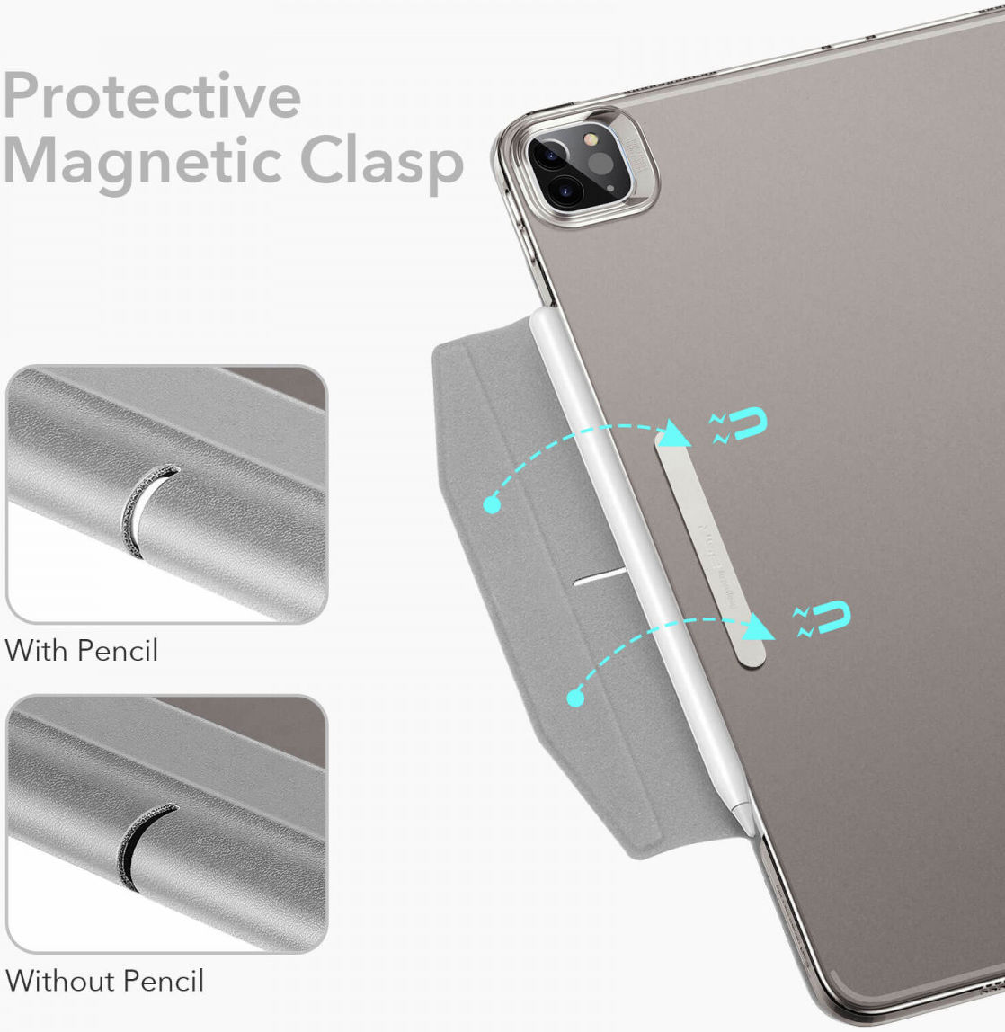 ESR Ascend Apple iPad Pro 12.9 2021 Hoes Tri-Fold Book Case Grijs afbeelding 6