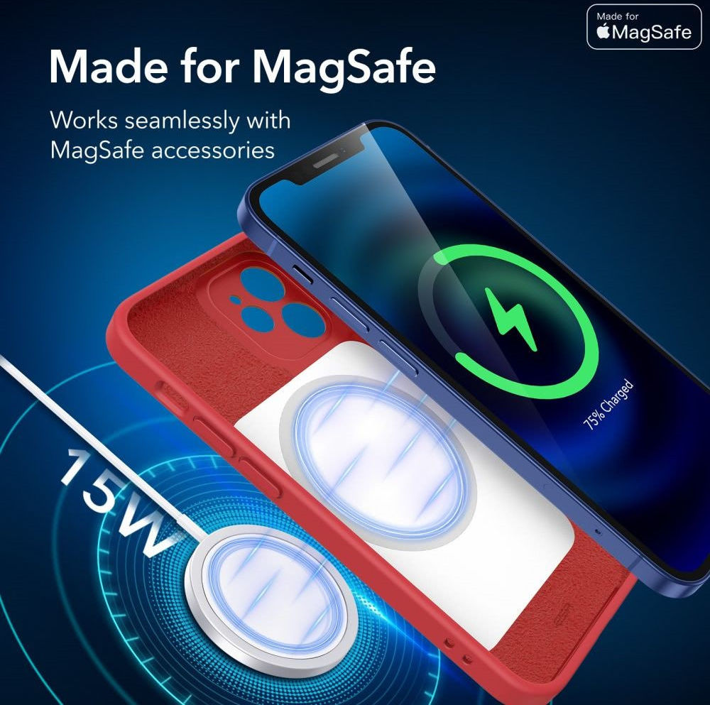 ESR Cloud Soft Apple iPhone 12 Hoesje voor MagSafe Rood afbeelding 5