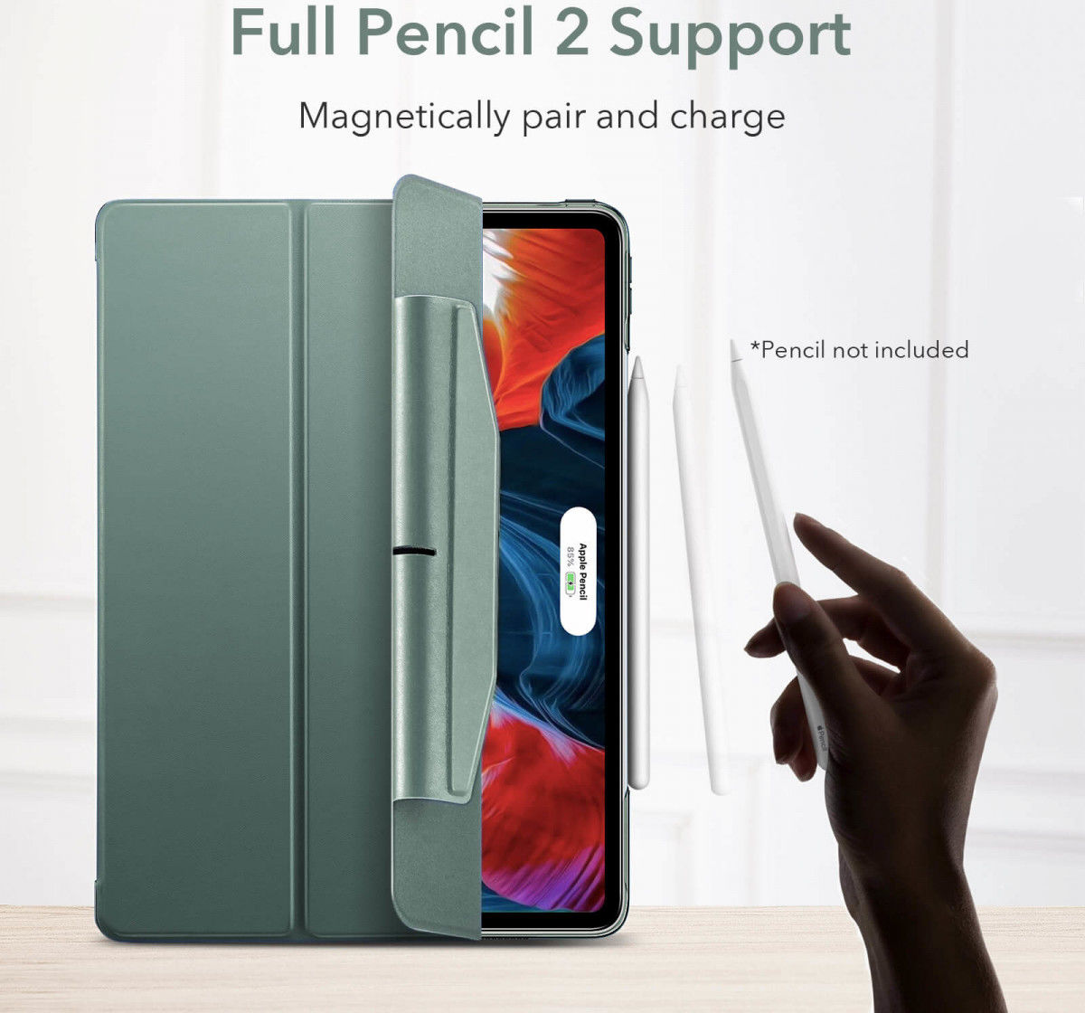 ESR Ascend Apple iPad Pro 12.9 2021 Hoes Tri-Fold Book Case Groen afbeelding 5
