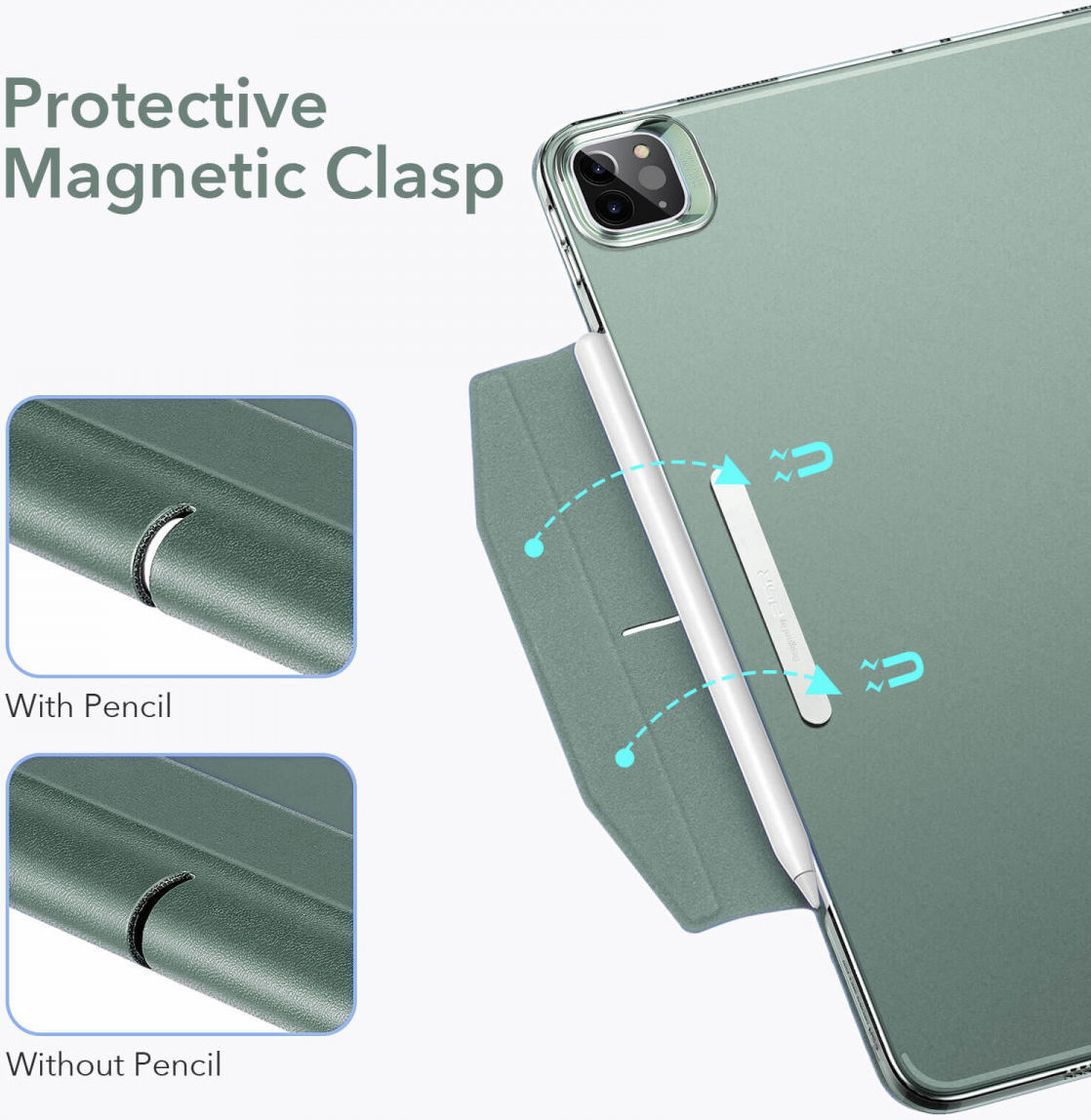 ESR Ascend Apple iPad Pro 12.9 2021 Hoes Tri-Fold Book Case Groen afbeelding 7