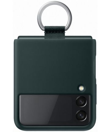 Origineel Samsung Galaxy Z Flip 3 Hoesje Silicone Cover met Ring Green Hoesjes