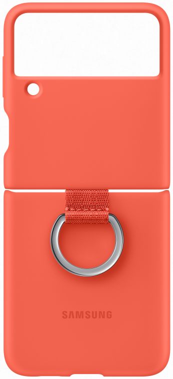 Origineel Samsung Galaxy Z Flip 3 Hoesje Silicone Cover met Ring Rood afbeelding 2
