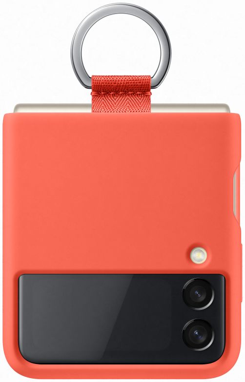 Origineel Samsung Galaxy Z Flip 3 Hoesje Silicone Cover met Ring Rood afbeelding 1