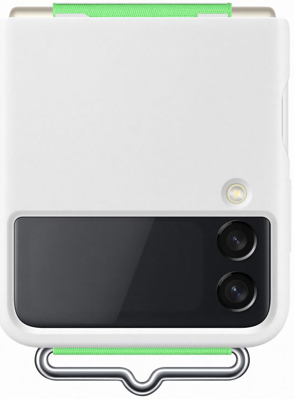 Origineel Samsung Galaxy Z Flip 3 Siliconen Hoesje met Band Wit afbeelding 2