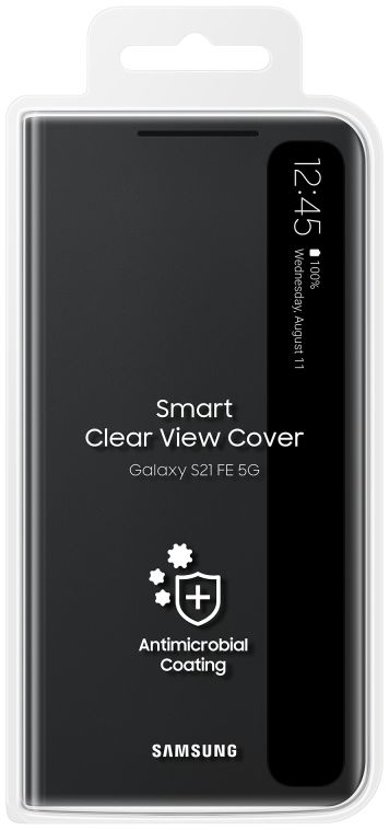 Origineel Samsung Galaxy S21 FE Hoesje Smart Clear View Cover Zwart afbeelding 6