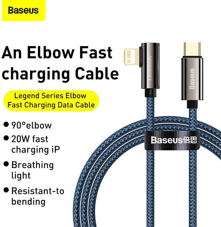 Baseus Legend Series USB-C naar Apple Lightning Kabel 20W Blauw 2M afbeelding 3
