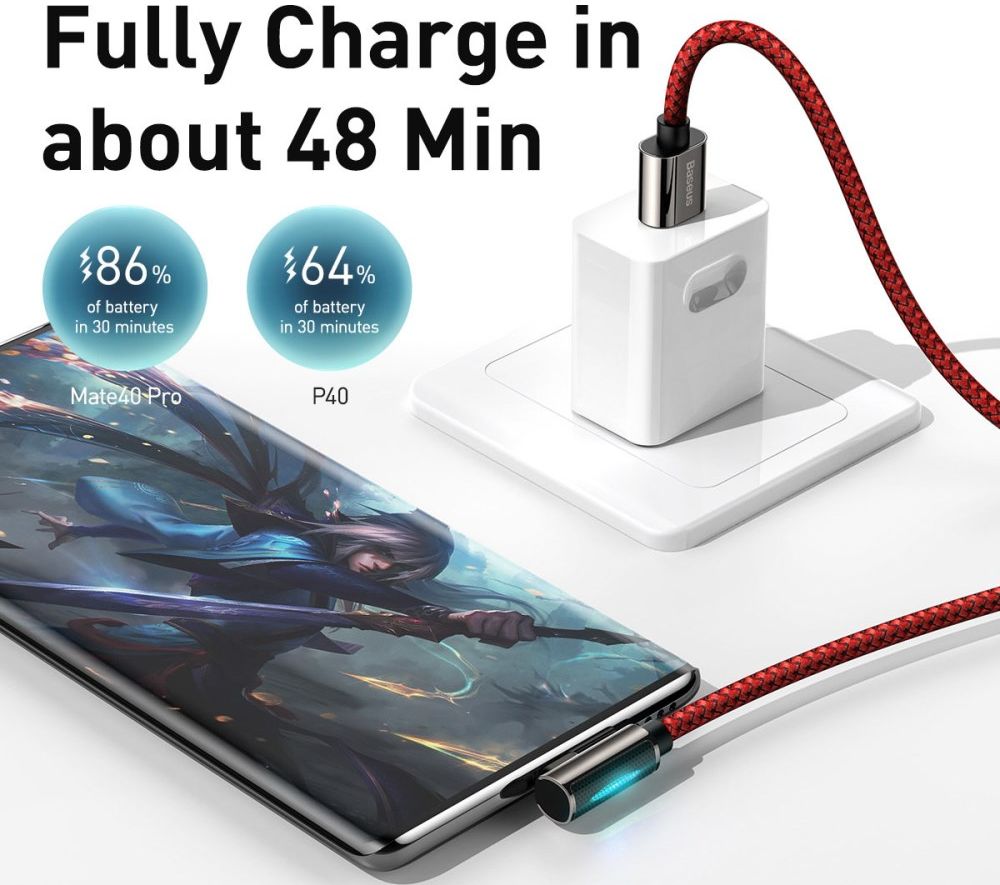 Baseus Legend Series USB naar USB-C Kabel 66W Rood 2M afbeelding 7
