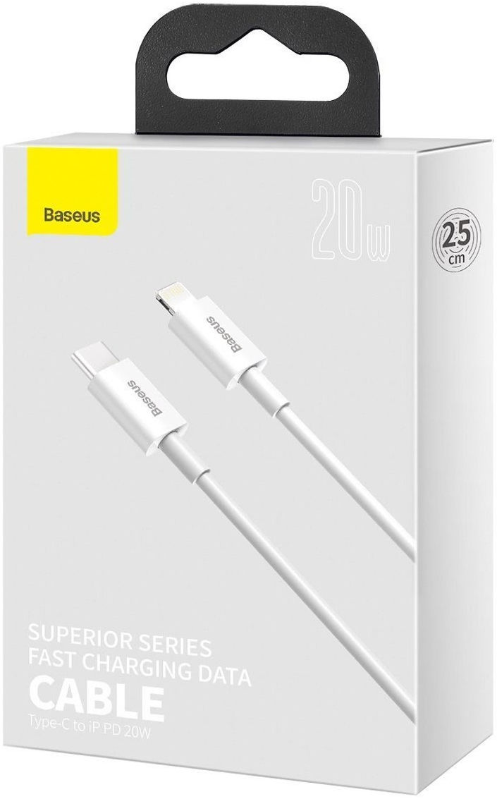 Baseus Superior Serie USB-C naar Apple Lightning PD 20W Wit 1 Meter afbeelding 10