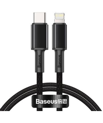 Het beste hoekpunt handicap Baseus High Density Braided USB-C naar Apple Lightning PD 20W Zwart 1M |  GSMpunt.nl