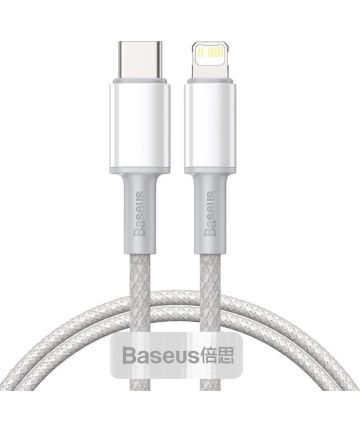 Baseus High Density Braided USB-C naar Apple Lightning PD 20W Wit 1M Kabels