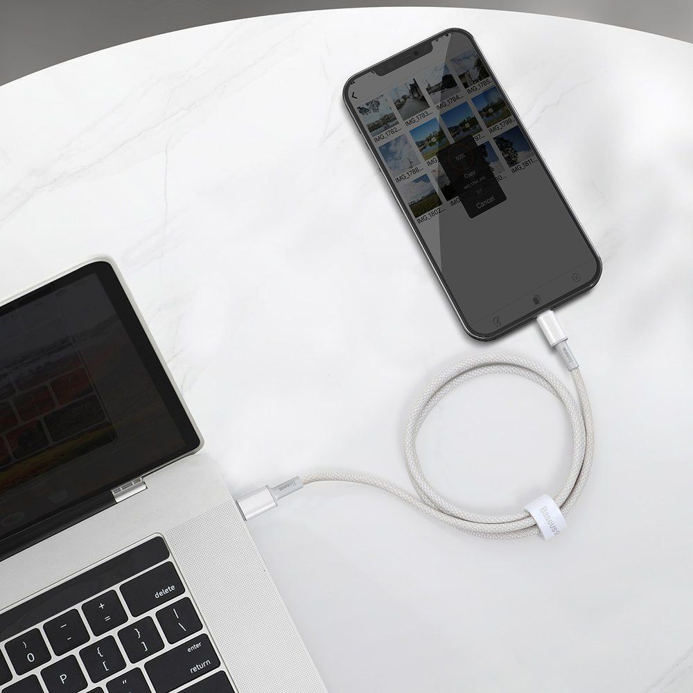 Baseus High Density Braided USB-C naar Apple Lightning PD 20W Wit 1M afbeelding 6