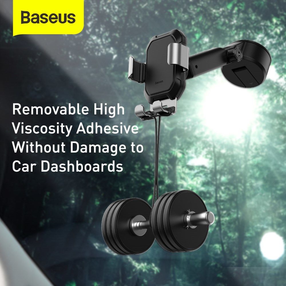 Baseus Tank Gravity Raam/Dashboard Telefoonhouder met Zuignap Zilver afbeelding 6